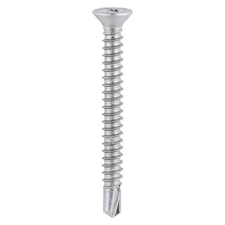 1000 x TIMCO Window Fabrication Screws Countersunk PH Self-Tapping Thread Self-Drilling Point Martensitic Stainless Steel & Silver Organic - 3.9 x 25