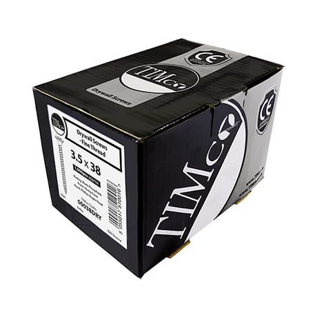 1000 x TIMCO Drywall Fine Thread Bugle Head Black Screws - 3.5 x 42