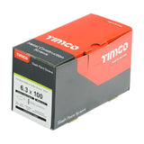 100 x TIMCO Slash Point Sheet Metal to Timber Screws Exterior Silver with EPDM Washer - 6.3 x 100