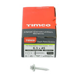 100 x TIMCO Slash Point Sheet Metal to Timber Screws Exterior Silver with EPDM Washer - 6.3 x 45