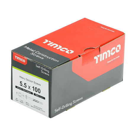 100 x TIMCO Self-Drilling Heavy Section Screws Exterior Silver - 5.5 x 100