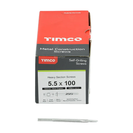 100 x TIMCO Self-Drilling Heavy Section Screws Exterior Silver - 5.5 x 100