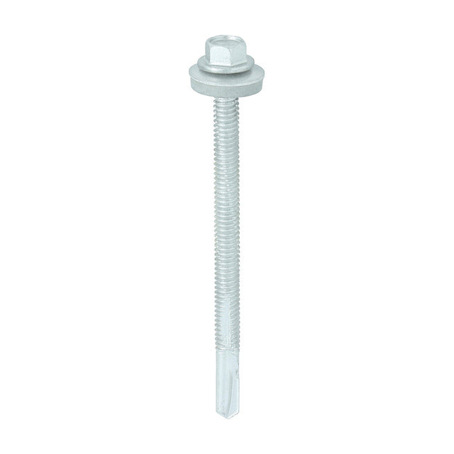 100 x TIMCO Self-Drilling Heavy Section Screws Exterior Silver with EPDM Washer - 5.5 x 80