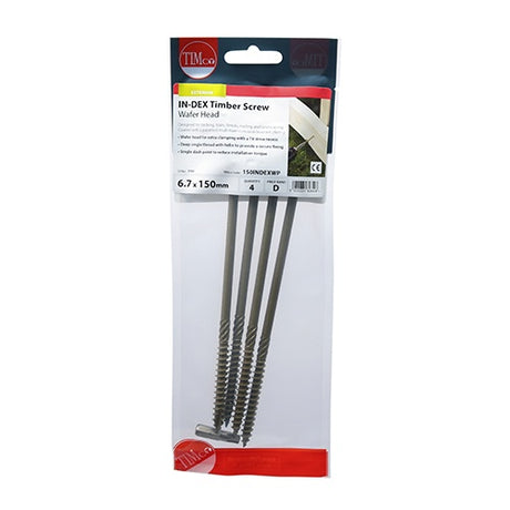 4 x TIMCO Wafer Head Exterior Green Timber Screws  - 6.7 x 150