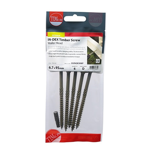 6 x TIMCO Wafer Head Exterior Green Timber Screws  - 6.7 x 95