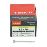 100 x TIMCO Self-Drilling Light Section Screws Exterior Silver - 5.5 x 70
