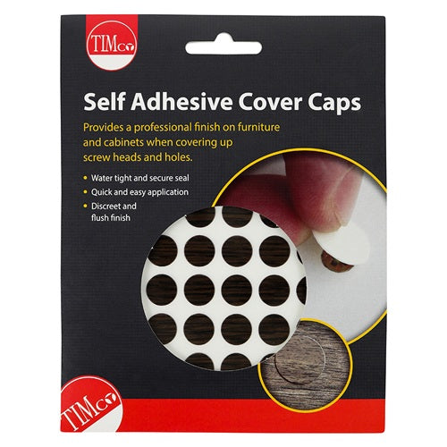 112 x TIMCO Self-Adhesive Screw Cover Caps African Hardwood - 13mm