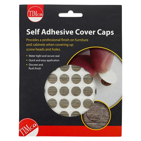 112 x TIMCO Self-Adhesive Screw Cover Caps Driftwood - 13mm