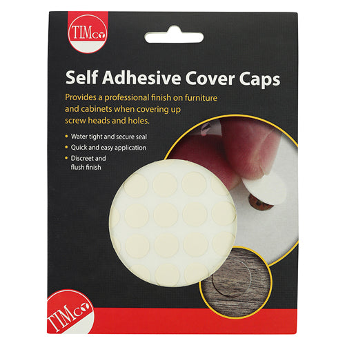 112 x TIMCO Self-Adhesive Screw Cover Caps Ivory - 13mm
