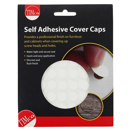 112 x TIMCO Self-Adhesive Screw Cover Caps White Gloss - 13mm