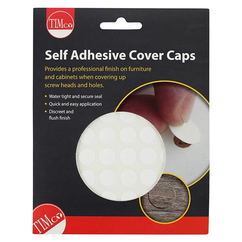 112 x TIMCO Self-Adhesive Screw Cover Caps White Matt - 13mm