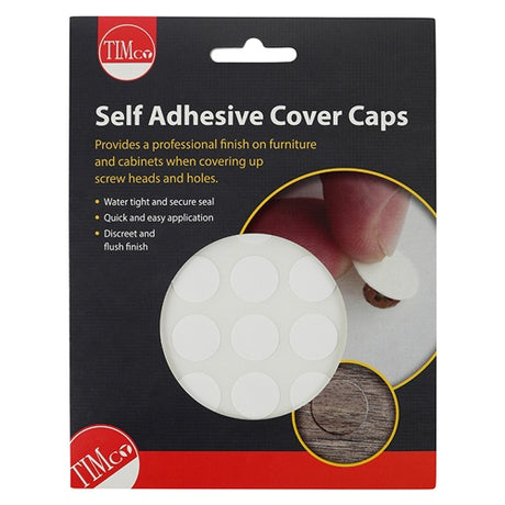 105 x TIMCO Self-Adhesive Screw Cover Caps White Matt - 18mm