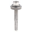 100 x TIMCO Self-Drilling Heavy Section Screws Exterior Silver with EPDM Washer - 5.5 x 38