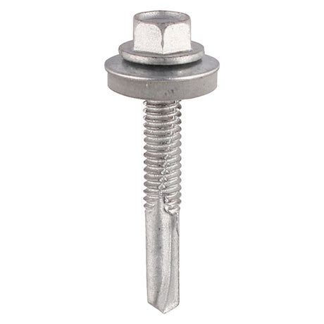 100 x TIMCO Self-Drilling Heavy Section Screws Exterior Silver with EPDM Washer - 5.5 x 38