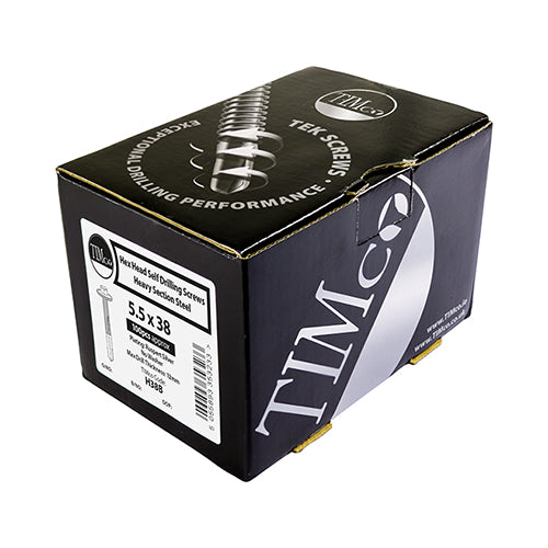 100 x TIMCO Self-Drilling Heavy Section Screws Exterior Silver with EPDM Washer - 5.5 x 55