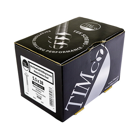 100 x TIMCO Self-Drilling Heavy Section Screws Exterior Silver with EPDM Washer - 5.5 x 55