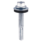 100 x TIMCO Self-Drilling Heavy Section Silver Screws with EPDM Washer - 5.5 x 38