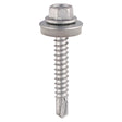 100 x TIMCO Self-Drilling Light Section A2 Stainless Steel Bi-Metal Screws with EPDM Washer - 5.5 x 25