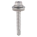 130 x TIMCO Self-Drilling Light Section Screws Exterior Silver with EPDM Washer - 5.5 x 32