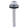 100 x TIMCO Self-Drilling Light Section Silver Screws with EPDM Washer - 5.5 x 38