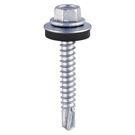 100 x TIMCO Self-Drilling Light Section Silver Screws with EPDM Washer - 5.5 x 70