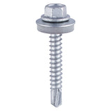 100 x TIMCO Self-Drilling Heavy Section Silver Screws with EPDM Washer - 5.5 x 32