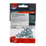 25 x TIMCO Self-Tapping Countersunk Silver Screws - 6 x 3/4