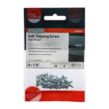 30 x TIMCO Self-Tapping Pan Head Silver Screws - 6 x 1/4