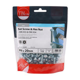 115 x TIMCO Set Screws DIN933 Grade 8.8 & Hex Nut DIN934 Silver - M6 x 20