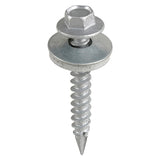 100 x TIMCO Slash Point Sheet Metal to Timber Screws Exterior Silver with EPDM Washer - 6.3 x 32