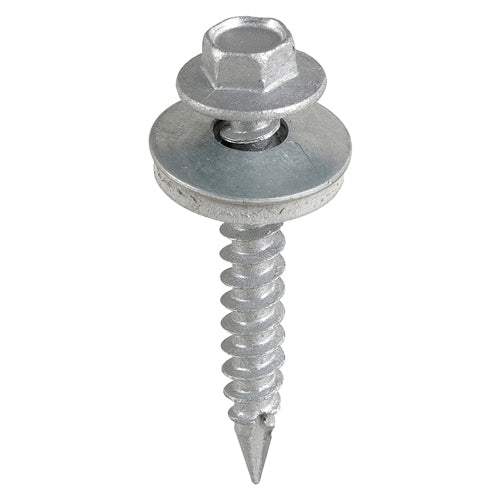 100 x TIMCO Slash Point Sheet Metal to Timber Screws Exterior Silver with EPDM Washer - 6.3 x 32