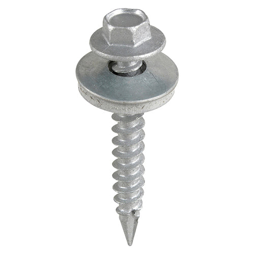 100 x TIMCO Slash Point Sheet Metal to Timber Screws Exterior Silver with EPDM Washer - 6.3 x 125