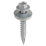 100 x TIMCO Slash Point Sheet Metal to Timber Screws Exterior Silver with EPDM Washer - 6.3 x 125