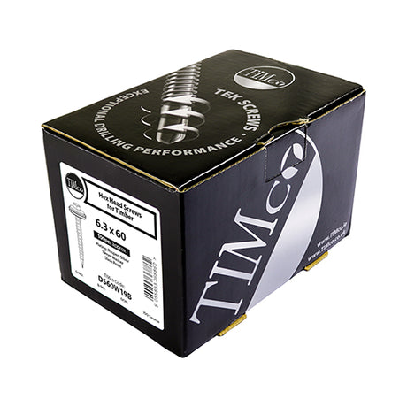 100 x TIMCO Slash Point Sheet Metal to Timber Screws Exterior Silver with EPDM Washer - 6.3 x 32