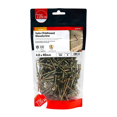 350 x TIMCO Solo Countersunk Gold Woodscrews - 4.0 x 40