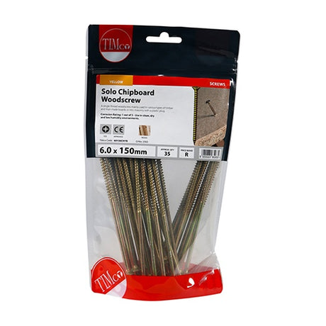 35 x TIMCO Solo Countersunk Gold Woodscrews - 6.0 x 150