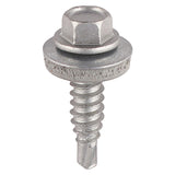 100 x TIMCO Sheet Steel Stitching Screws Exterior Silver with EPDM Washer - 6.3 x 25