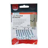 8 x TIMCO Twin-Threaded Countersunk Silver Woodscrews - 10 x 3