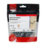 620 x TIMCO Twin-Threaded Countersunk Silver Woodscrews - 6 x 3/4