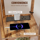 HOMCOM Floor Lamp with Shelves, 4 Layer Standing Lamp with USB Ports, 3 Colour Temperature, Rustic Brown