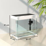 PawHut 17L Glass Fish Tank with Filter System, LED Light, Water Pump, for Betta, Goldfish, Shrimps, White
