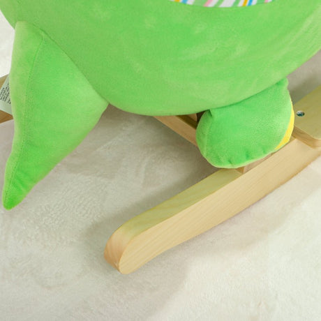 AIYAPLAY Baby Rocking Dinosaur with Animal Sounds, Safety Belt, Wooden Base, for Toddlers 18-36 Months, Green