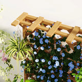 Outsunny Wooden Planter with Trellis, Freestanding Raised Garden Bed with Drainage Holes, Outdoor Planter Box with Liner for Vegetables, Herbs and Flowers, Natural