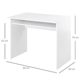 HOMCOM Modern Computer Desk, Home Office Table, Small Writing Desk with Storage Shelf, 90 x 50cm, White Wood Grain