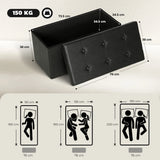 HOMCOM Storage Ottoman Bench, 89L PU Leather Folding Foot Rest Stool, End of Bed Bench, Easy Assembly, for Living Room, Bedroom, Entryway, Black