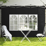 Outsunny Gazebo Side Panels, Sides Replacement with Window for 3x3(m) or 3x4m Pop Up Gazebo, 2 Pack, Black