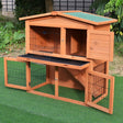 PawHut 2 Tier Rabbit Hutch Guinea Pig Hutch Ferret Cage with Ramp Slide Out Tray for Indoor Outdoor 100.5 x 55 x 101 cm