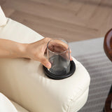 HOMCOM Manual Recliner Chair with Footrest, Upholstered Reclining Armchair with Adjustable Backrest and Cup Holder, PU Leather Swivel Chair for Living Room, Bedroom, Cream White