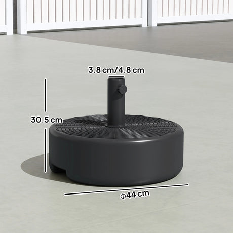 Outsunny Patio Umbrella Base 22kg Sand Filled Garden Parasol Stand forfor 38mm/48mm Poles, Black