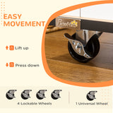 PawHut Dog Crate Furniture, Dog Cage End Table, with Wheels, for Large Dogs, 106 x 60 x 82 cm  - White